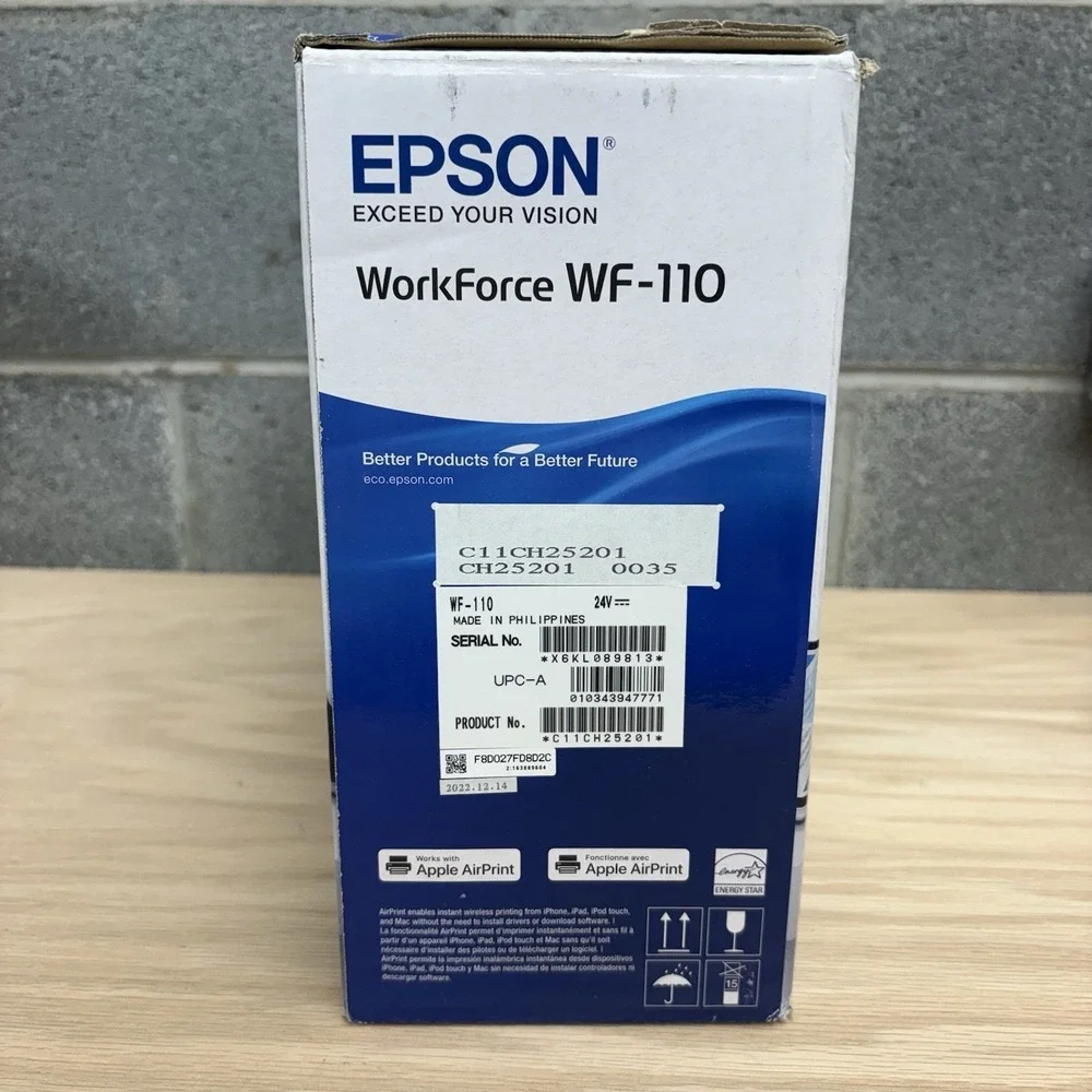 Epson WorkForce WF-110 Inkjet Mobile Printer Rechargeable Portable EUC